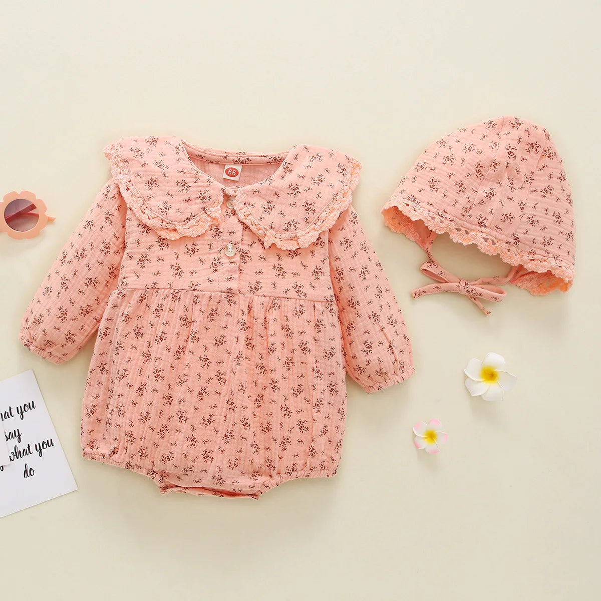 Muslin Floral Romper and Hat