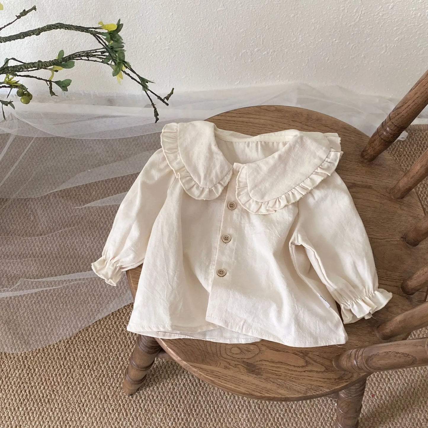 Brown Peter Pan Collar Dress and Overalls Set