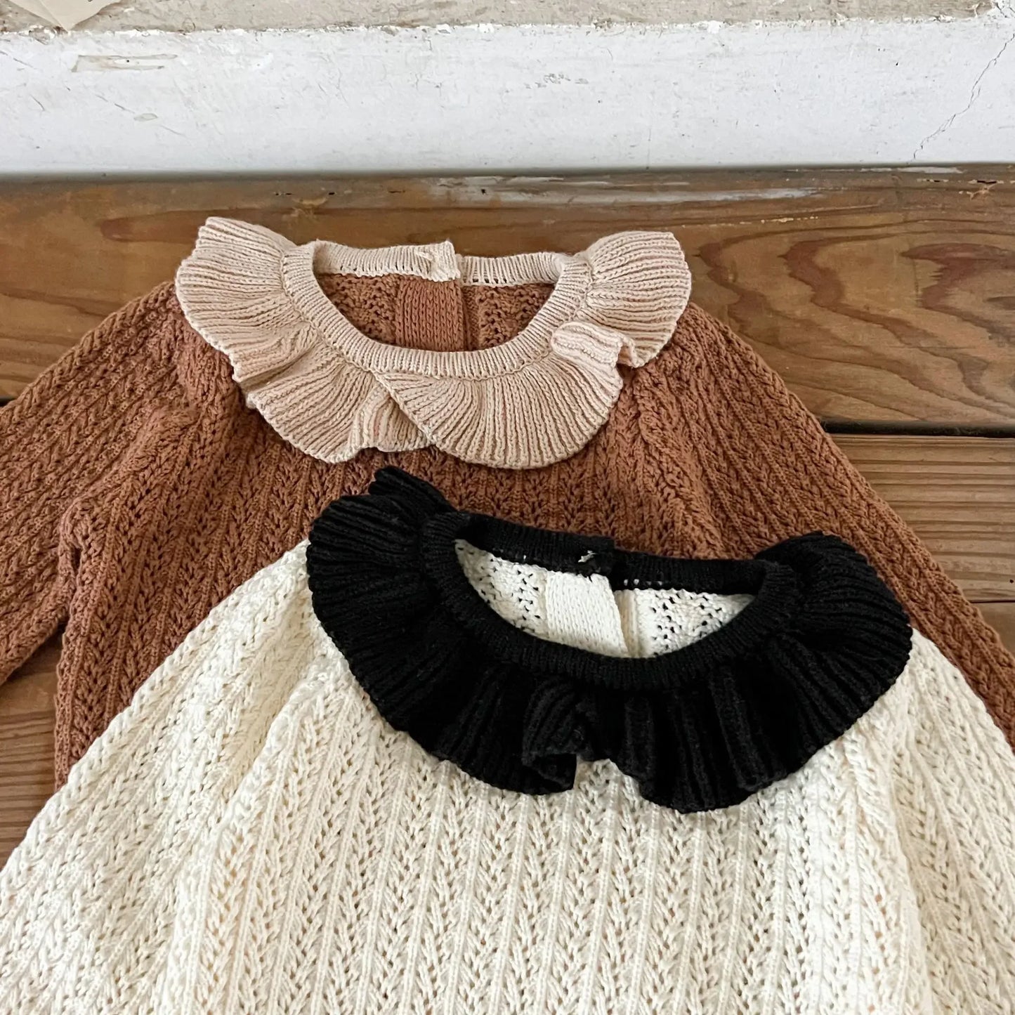 Breathable Ruffle Collar Knit Set