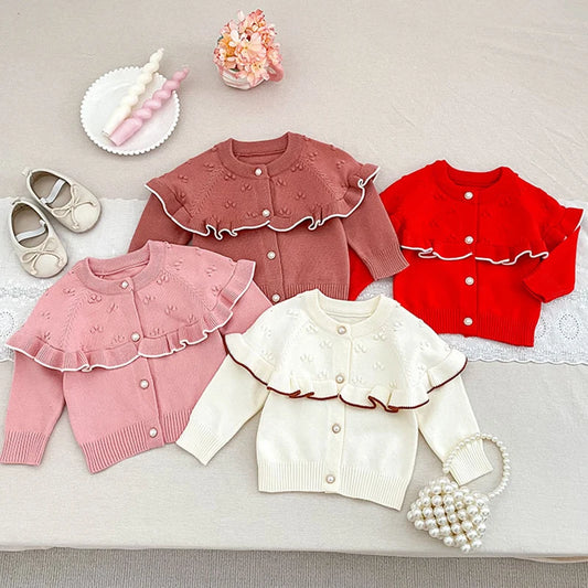 Lotus Ruffled Collar Knit Cardigan