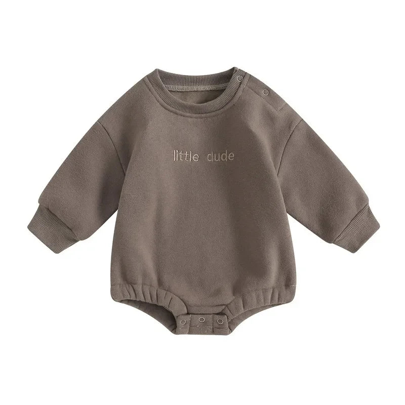 Little Dude Embroidery Sweater Romper