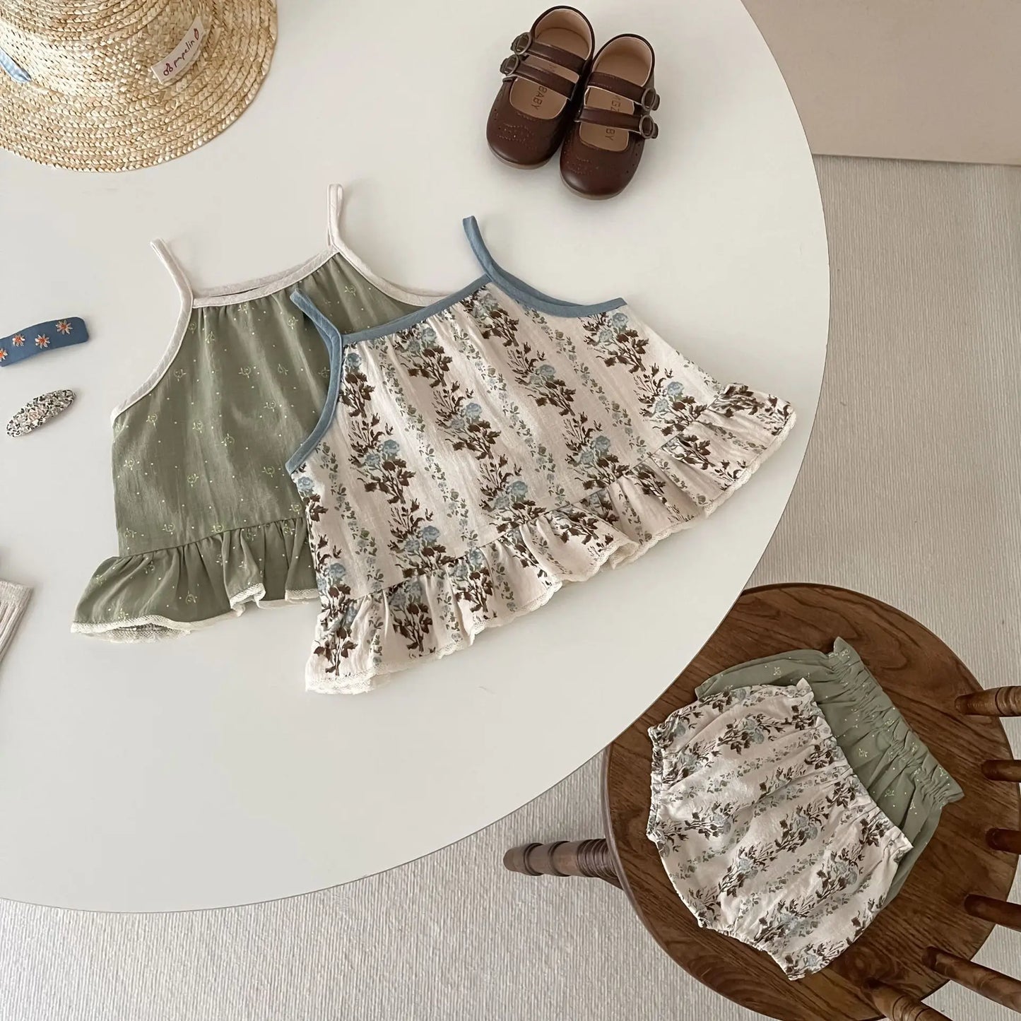 Cotton Laced Floral Bloomer Set