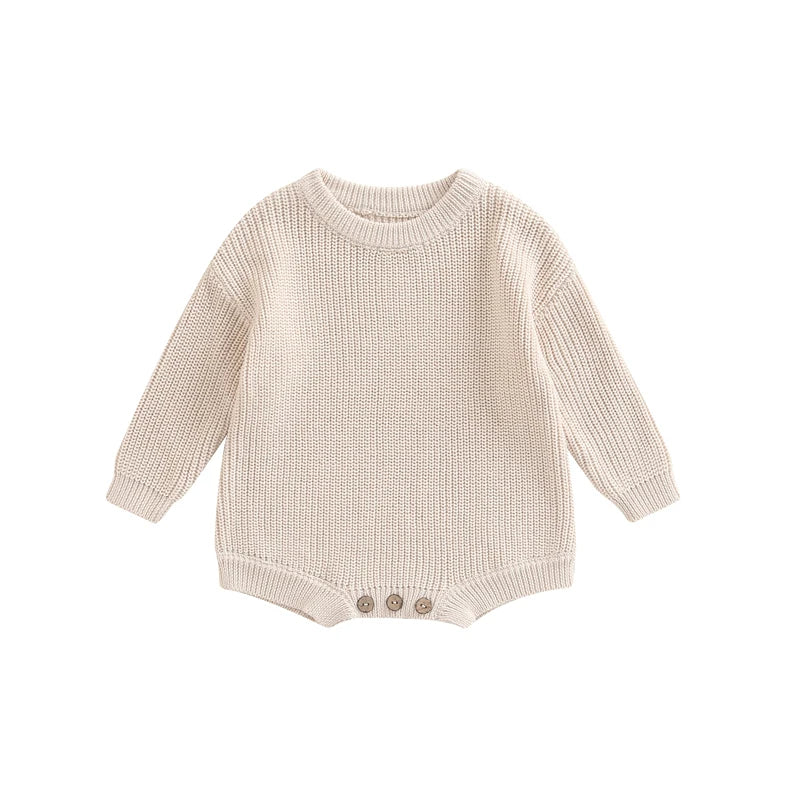 Solid Colour Warm Knit Romper