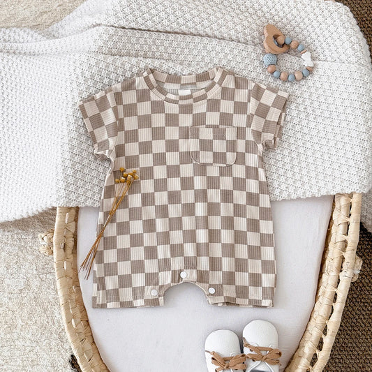Ribbed Checkered Romper