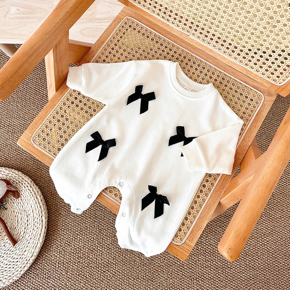 Black Bow Cotton Jumpsuit