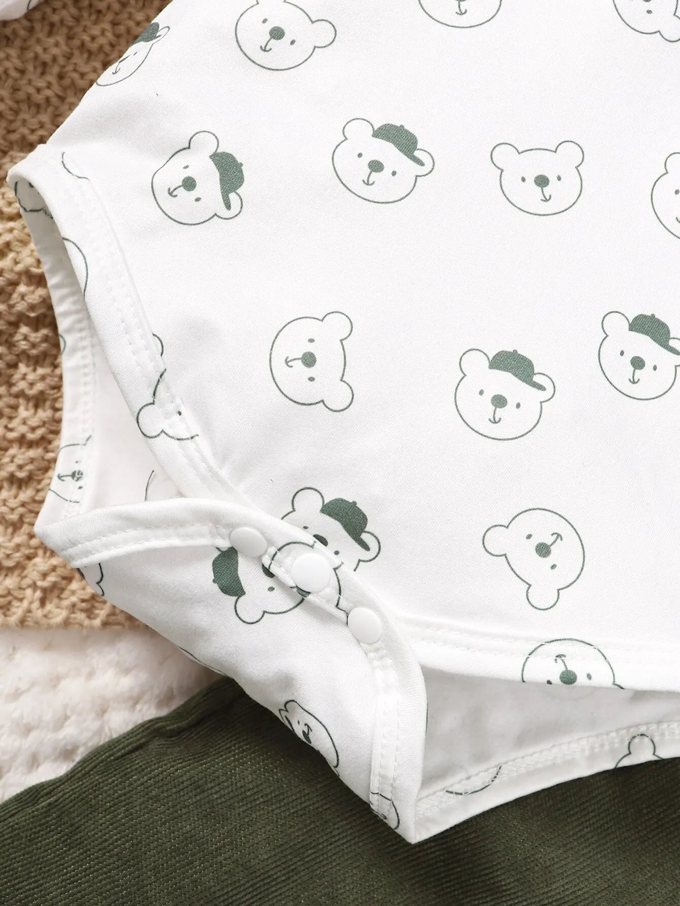 Boys White Bear and Green Set