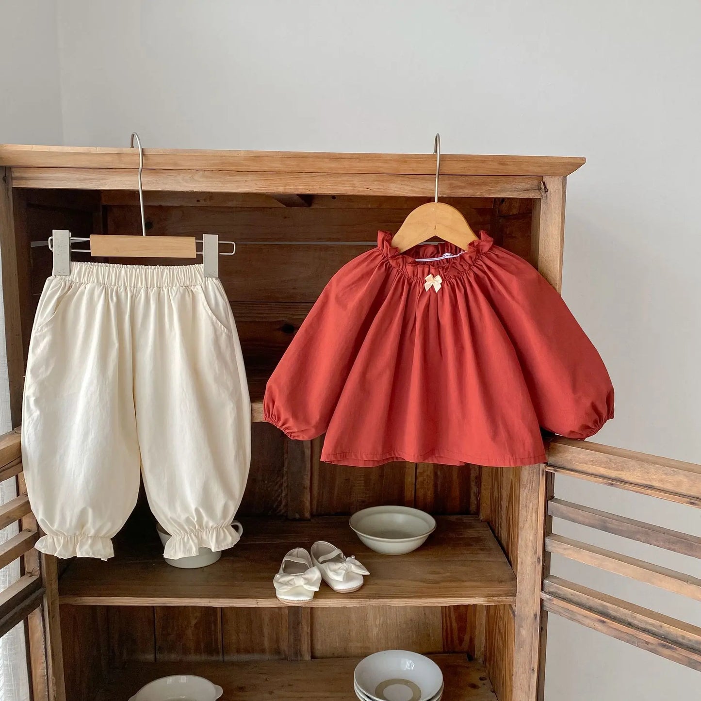 Red Bow Blouse Wide Set