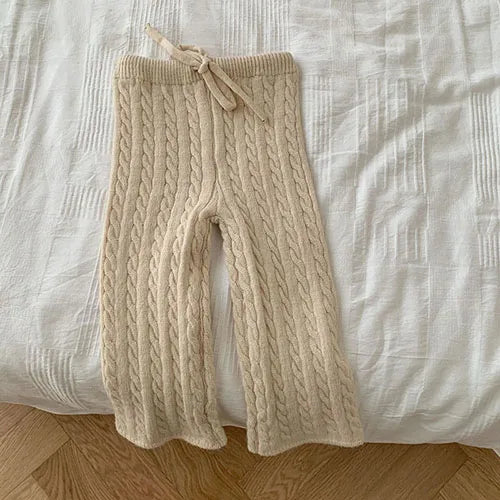 Unisex Knitted Solid Color Sweater and Pants