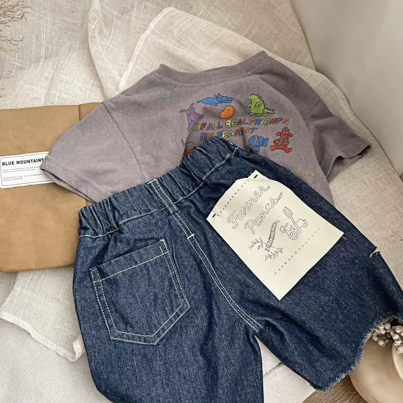 Cotton Animal Letter T-shirt