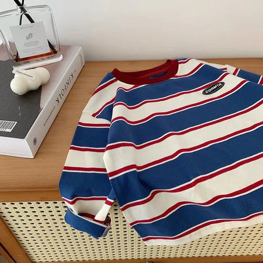 Boys Red and Blue Stripped Shirt