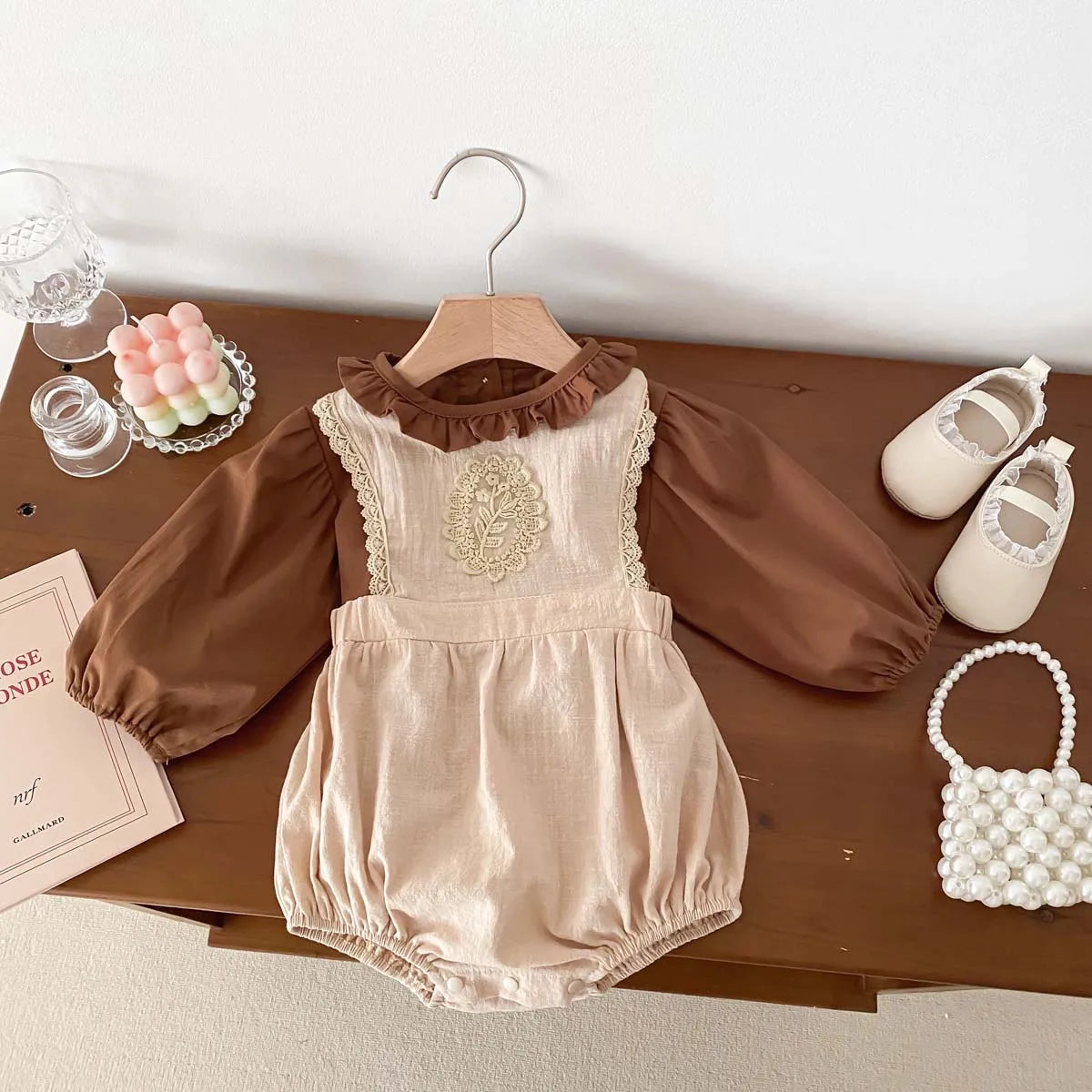 French Ruffle Lace Embroidery Blouse and Romper