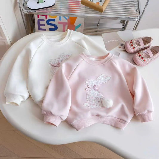 Pink Floral Bunny Pom-Pom Sweatshirt