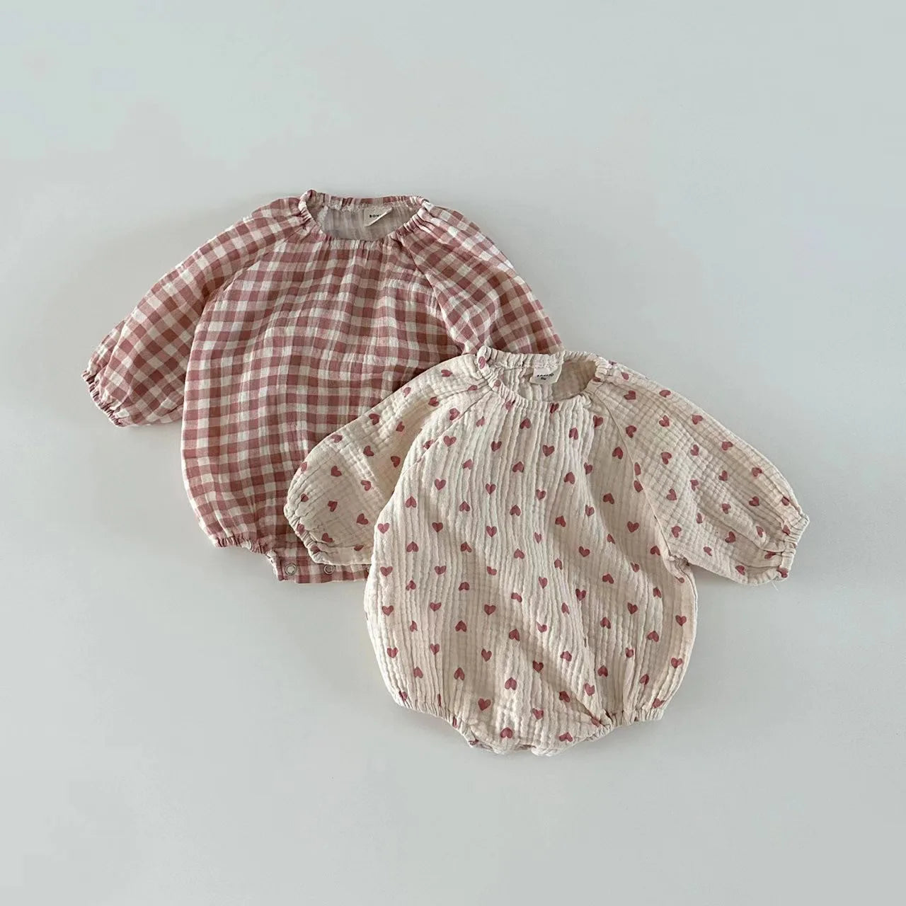 Cotton Plaid Hearts Romper