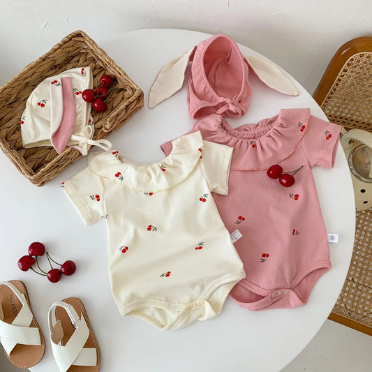 Cherry Bunny Ears Bodysuit and Hat
