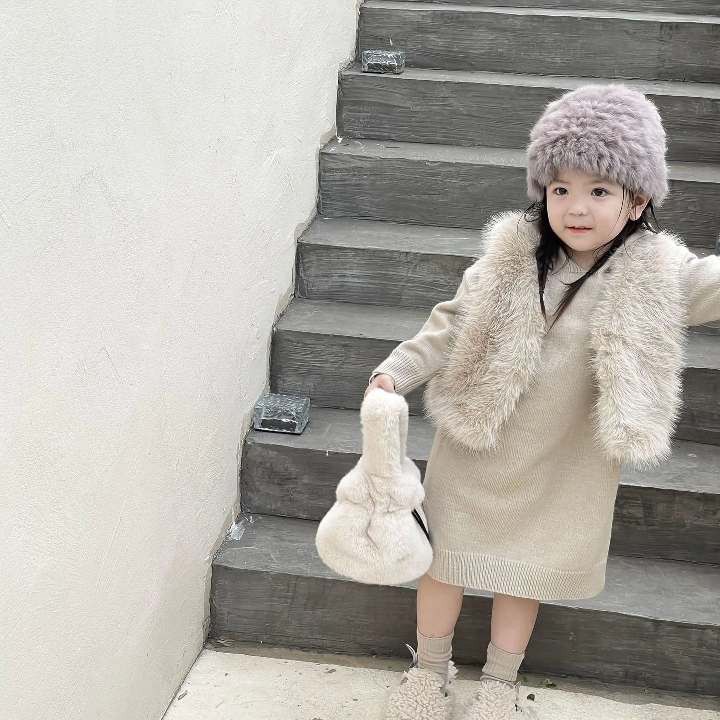 Girls Plush Fur Vest