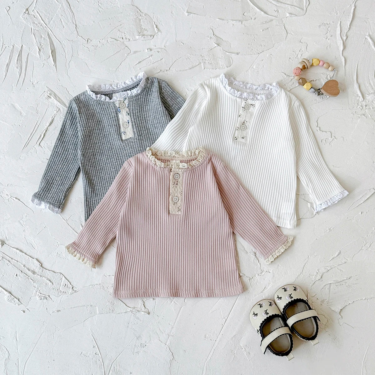 Floral Laced Ribbed Knit Shirt
