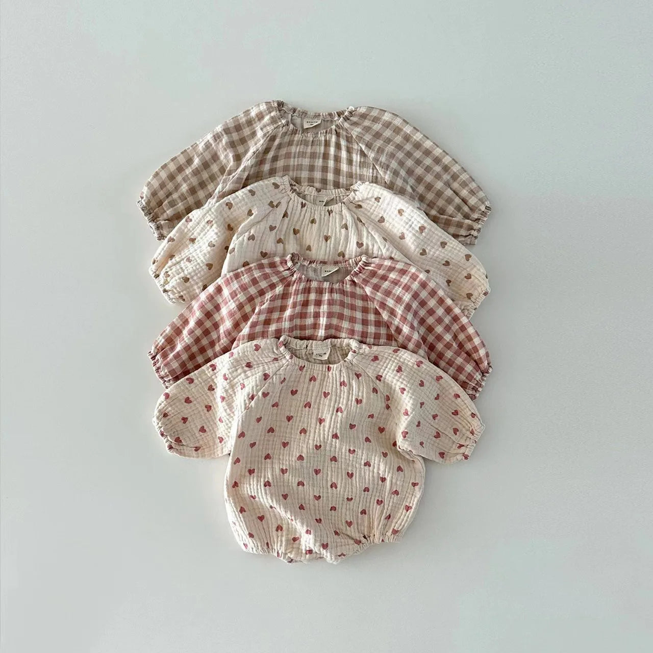 Cotton Plaid Hearts Romper