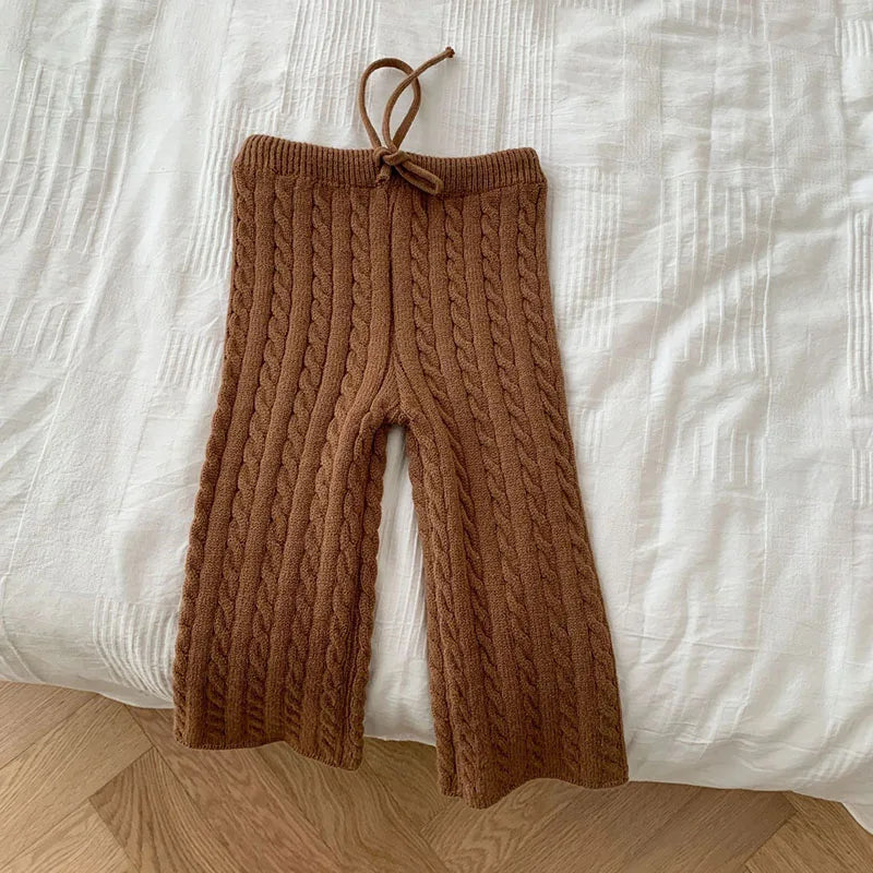 Unisex Knitted Solid Color Sweater and Pants