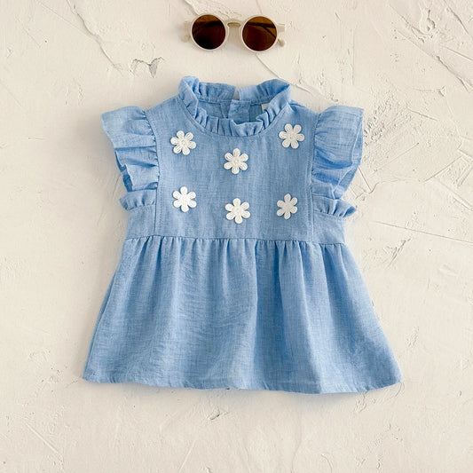 White Floral Sticker Dress