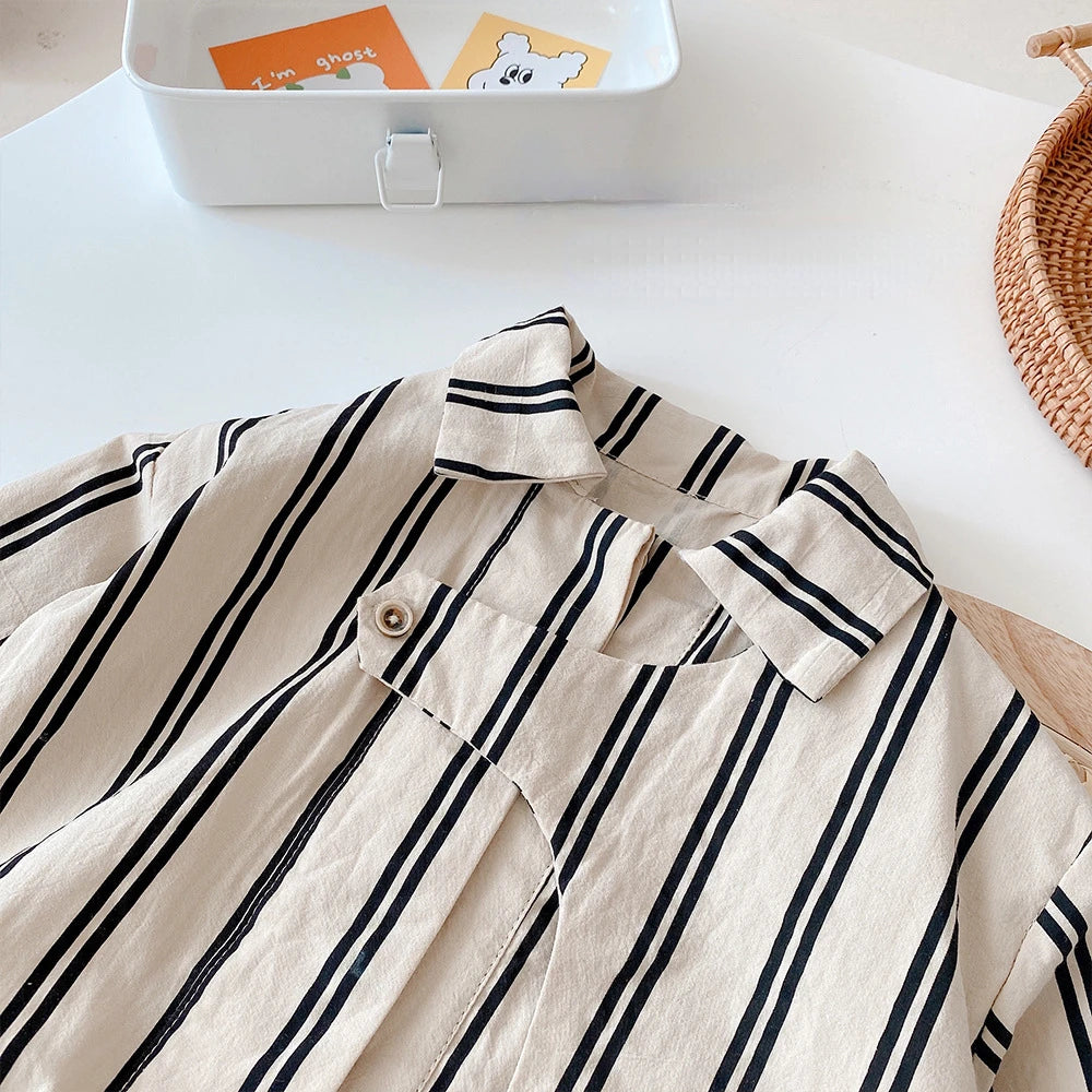 Boys Striped Button Up