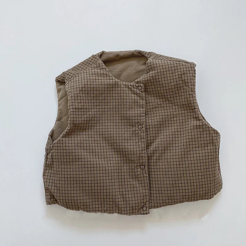 Plaid Padded Reversible Vest