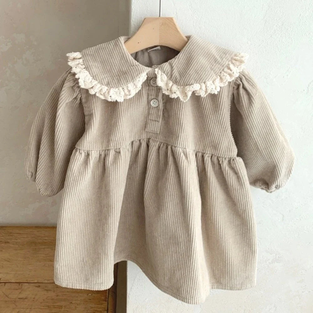 Peter Pan Collar Corduroy Dress