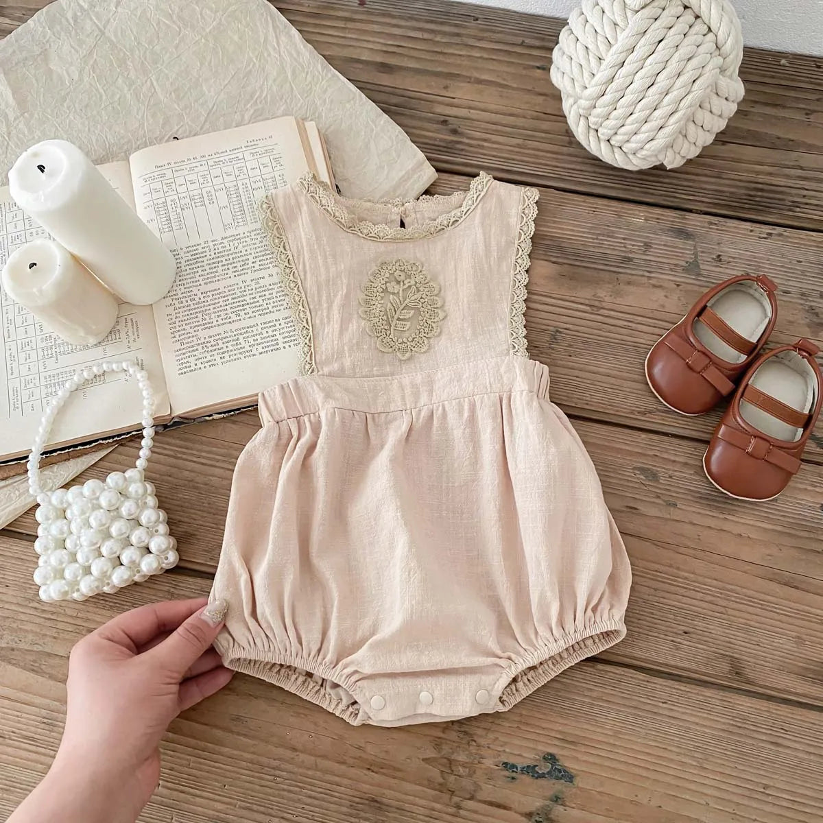 French Ruffle Lace Embroidery Blouse and Romper