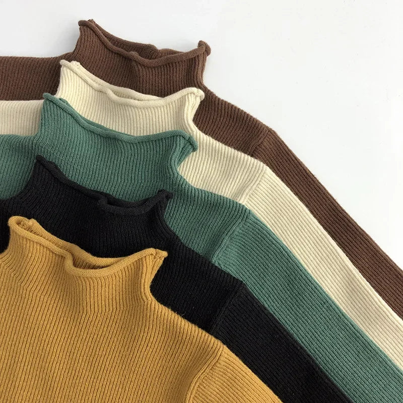 Turtleneck Ribbed Knit Sweater