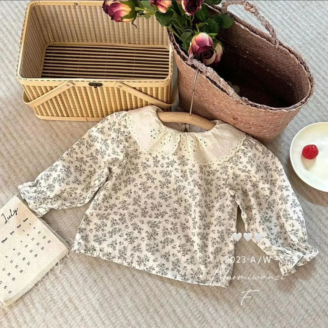 Girls Floral Collared Blouse