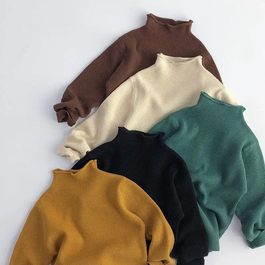 Turtleneck Ribbed Knit Sweater
