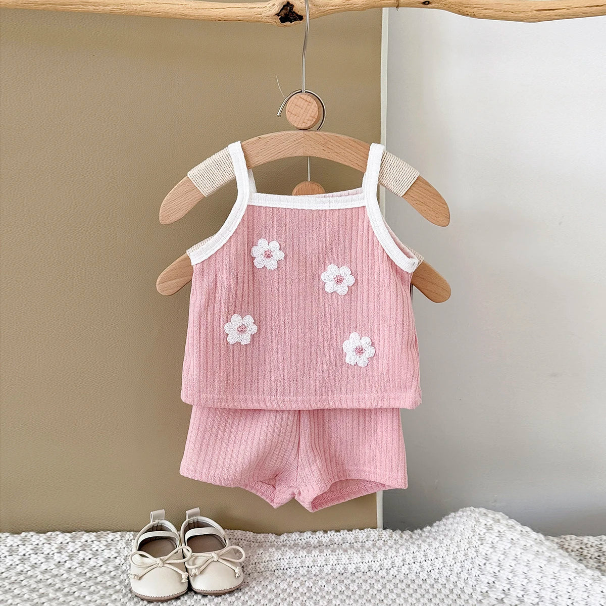 Ribbed Floral Patch Camisole Set
