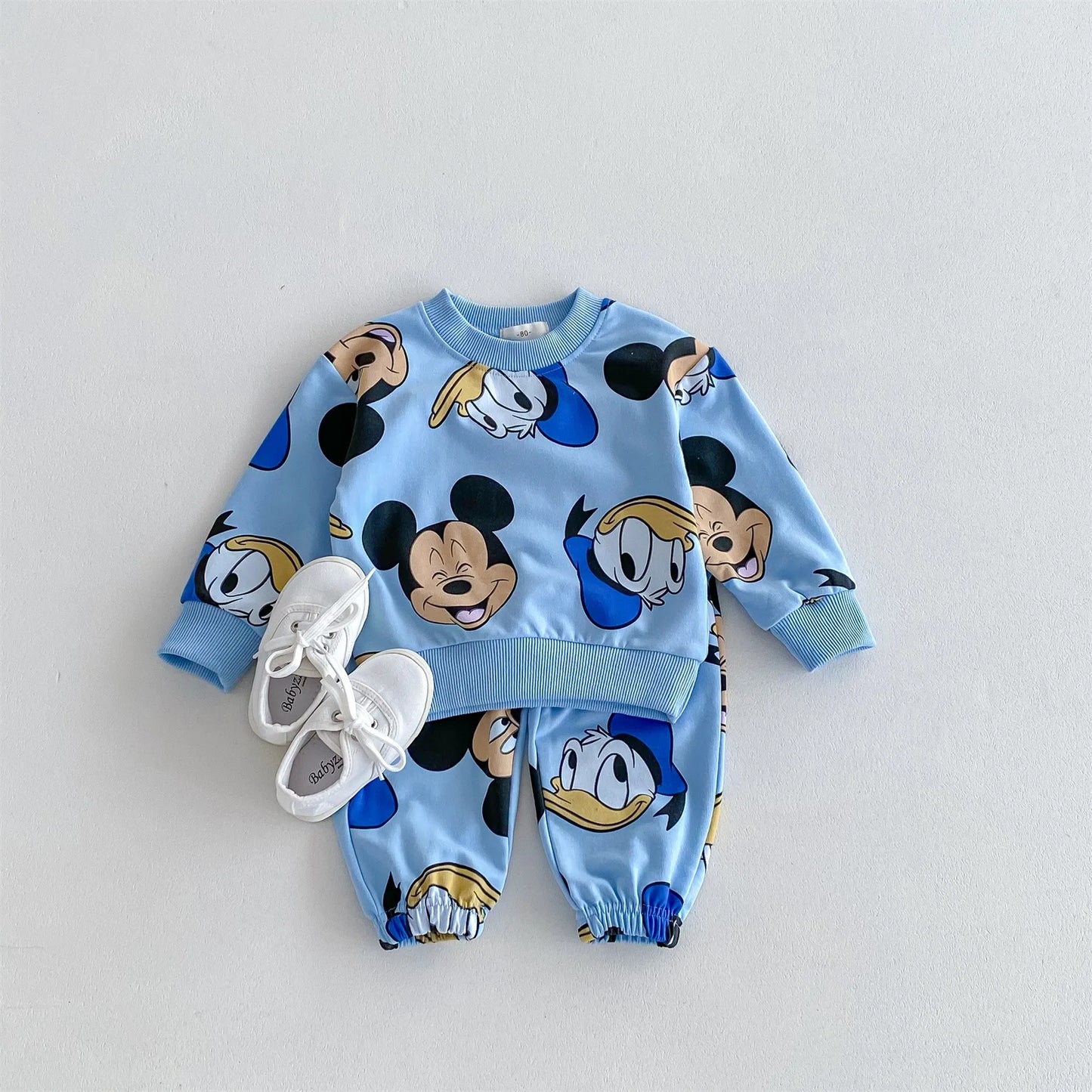 Printed Mickey and Lion Sweatshirt Set