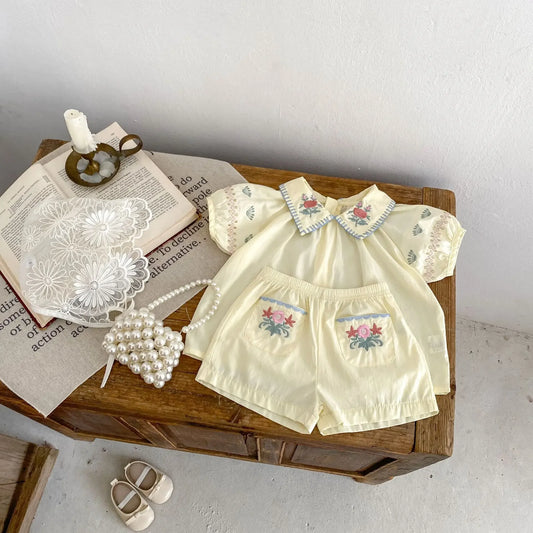 Ivory Floral Embroidery Collar Set