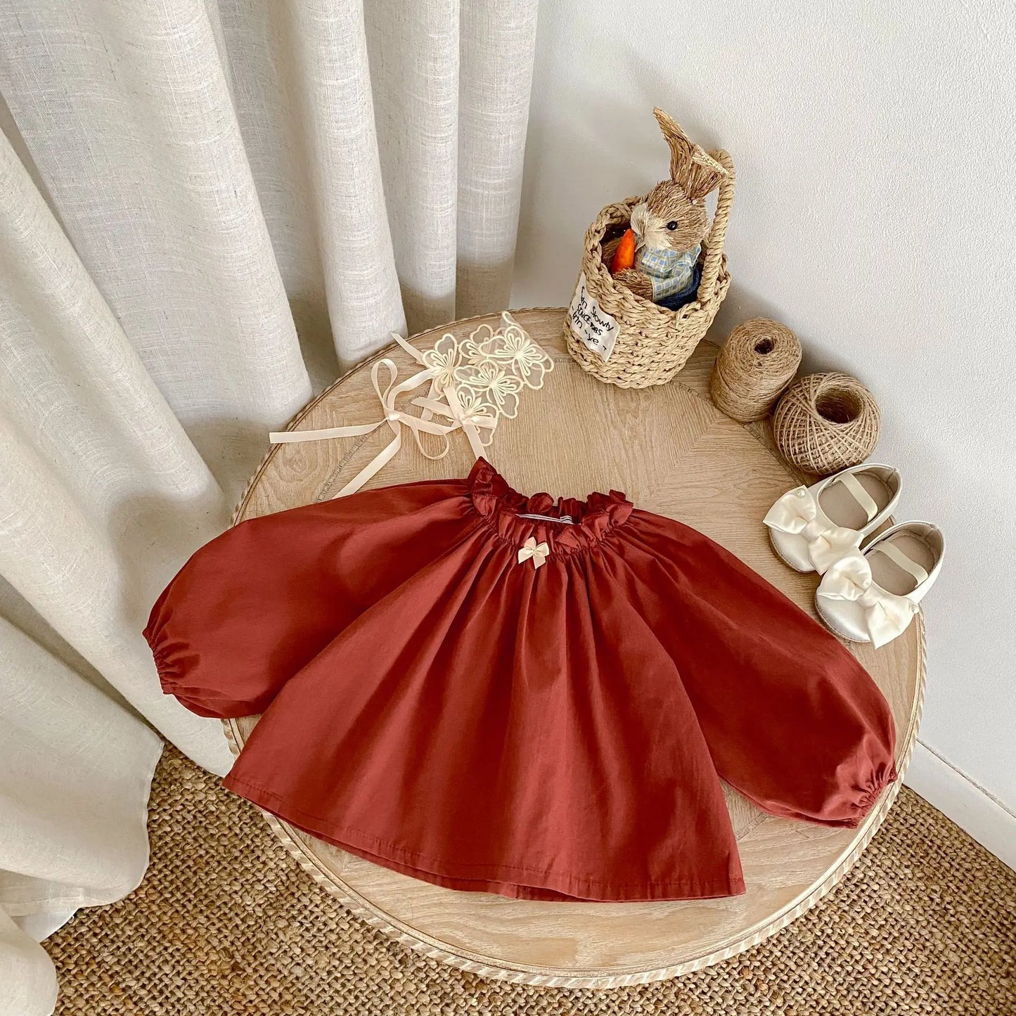 Red Bow Blouse Wide Set