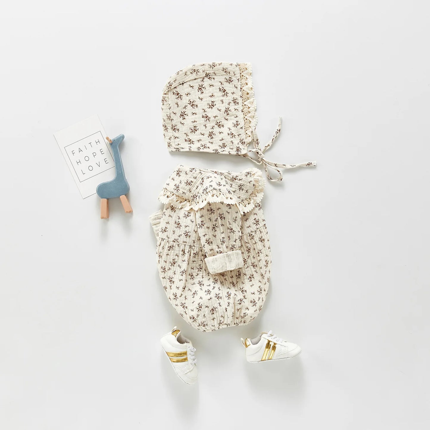 Muslin Floral Romper and Hat