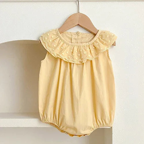 Floral Embroidery Cotton Rompers