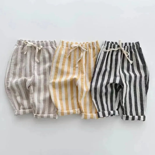 Unisex Striped Linen Cotton Pants