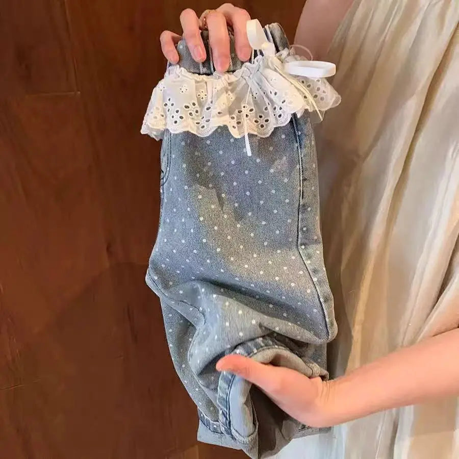 Denim Polka Dot Laced Set