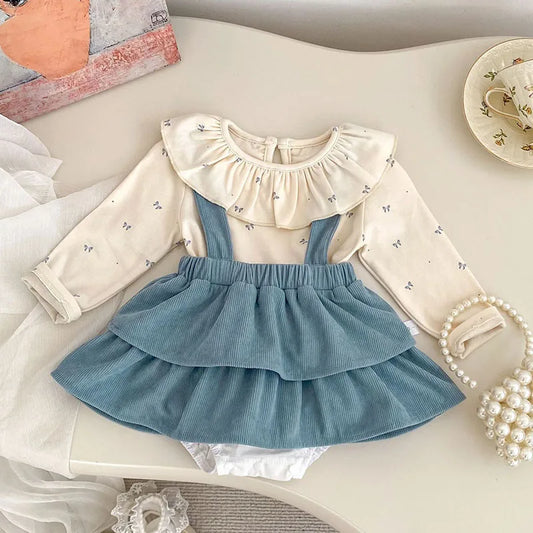 Blue Butterfly Shirt and Strap Bloomer
