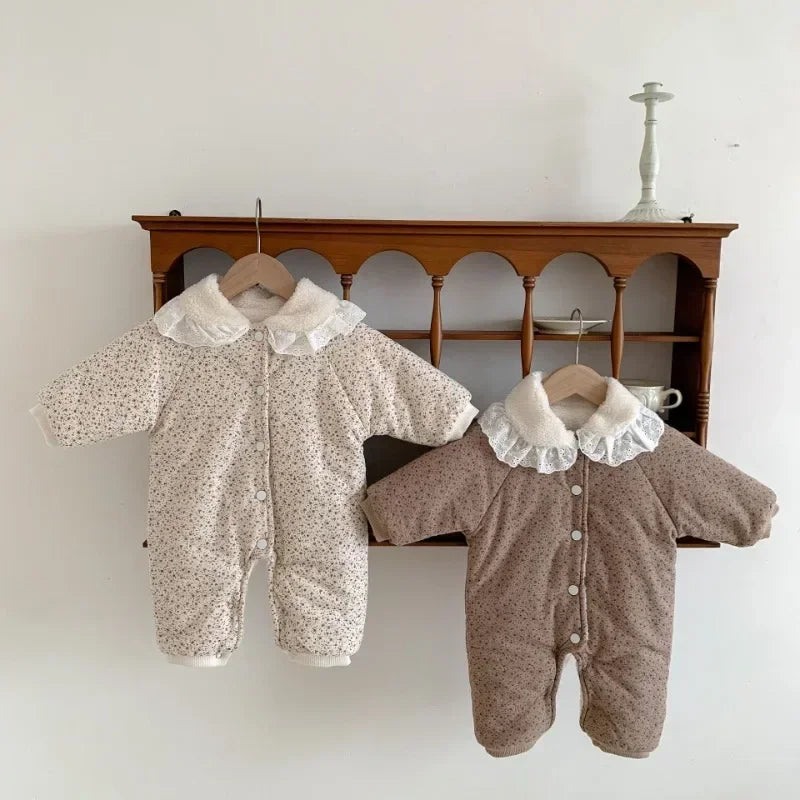 Thick Plush Warm Floral Jumpsuit