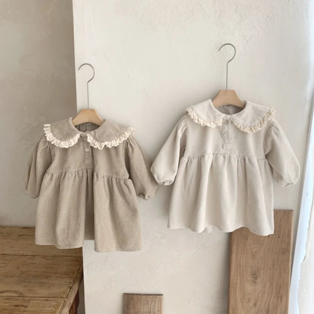 Peter Pan Collar Corduroy Dress