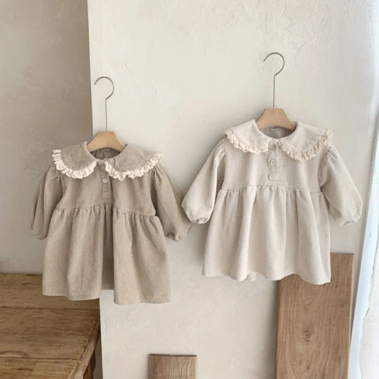 Peter Pan Collar Corduroy Dress
