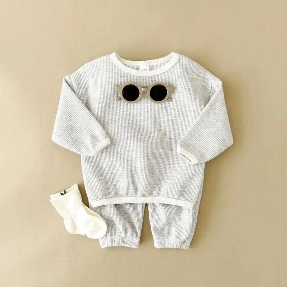 Waffle Knit Patched Set