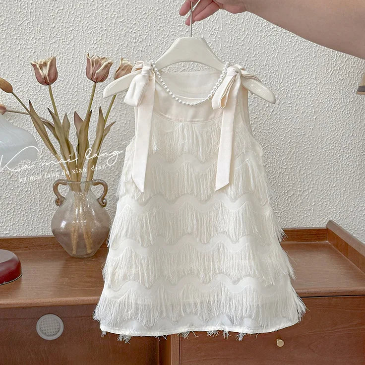 Girls Fringe Bow Dress