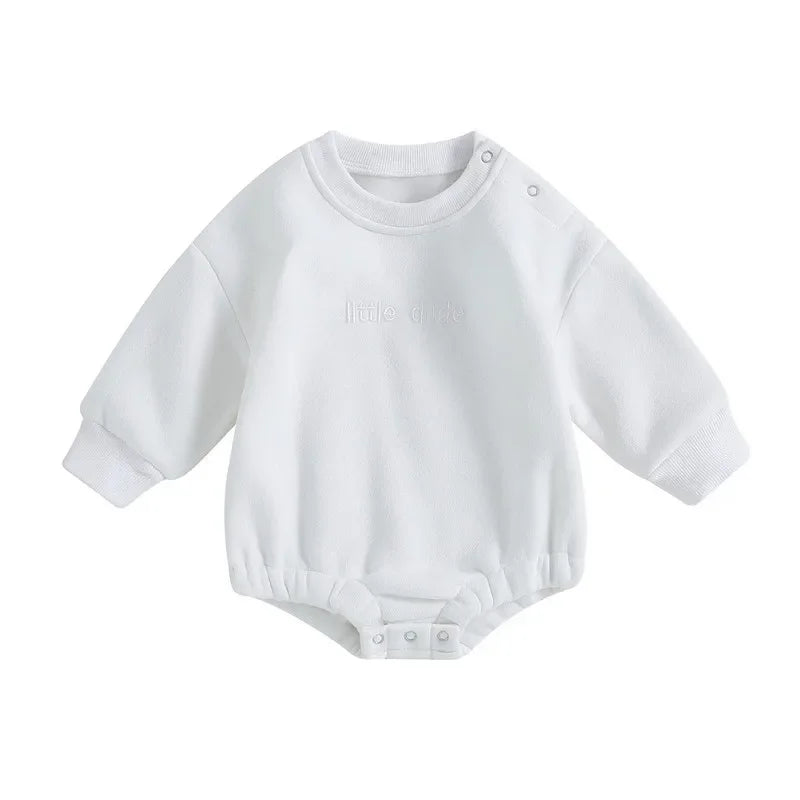 Little Dude Embroidery Sweater Romper