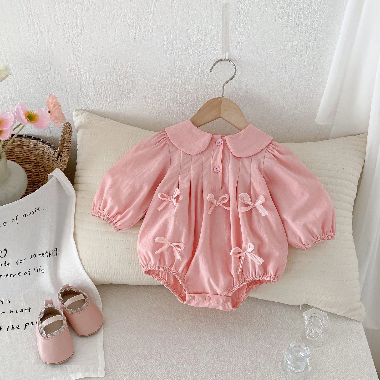 Cute Pink Bow Princess Romper
