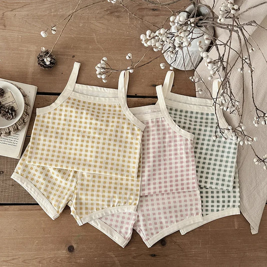 Checkered Cotton Camisole Set