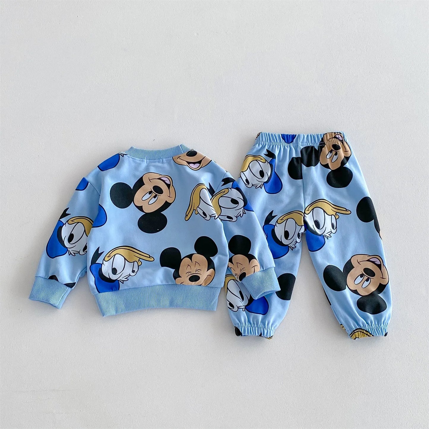 Printed Mickey and Lion Sweatshirt Set