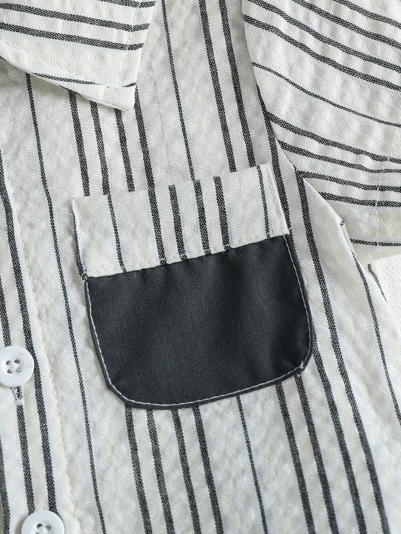 Gray Striped Button Down Set
