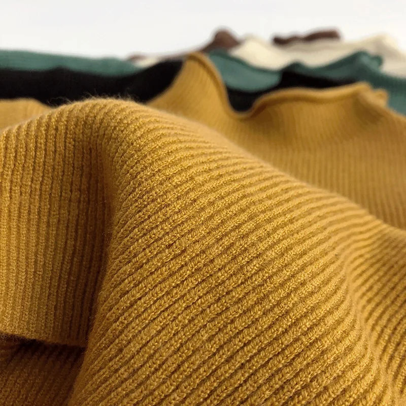 Turtleneck Ribbed Knit Sweater